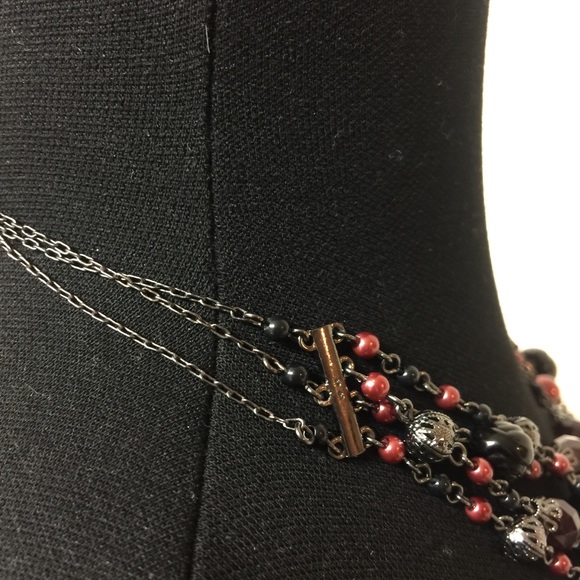 Vintage Pewter Four Strand Statement Necklace - Picture 2 of 4